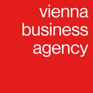 Vienna Business Agency as white text on a red square